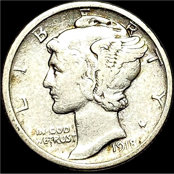 1918-S Silver Mercury Dime LIGHTLY CIRCULATED
