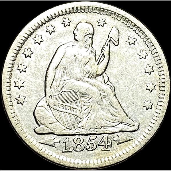 1854 Arrows Seated Liberty Quarter LIGHTLY CIRCULATED