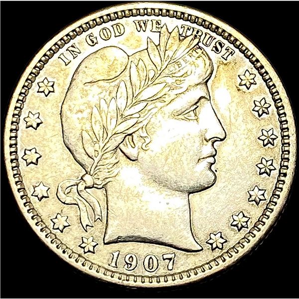 1907 Barber Silver Quarter NEARLY UNCIRCULATED