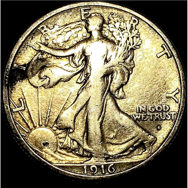 1916-D Silver Walking Liberty Half Dollar LIGHTLY CIRCULATED