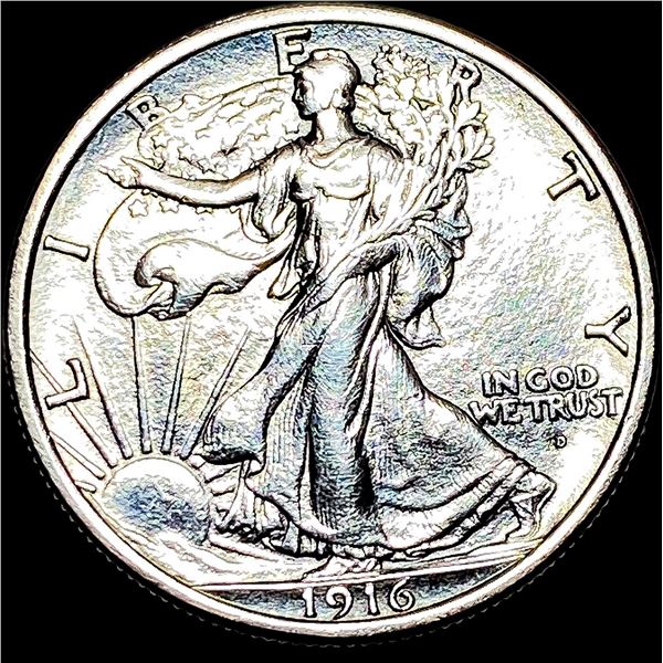 1916-D Silver Walking Liberty Half Dollar CLOSELY UNCIRCULATED