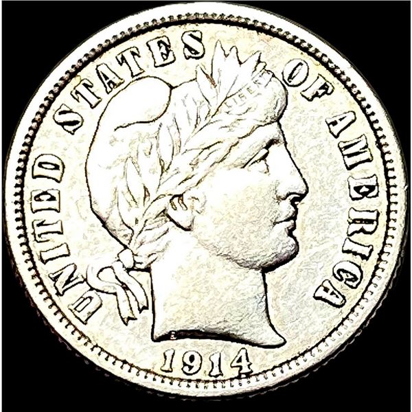1914-D Silver Barber Dime NEARLY UNCIRCULATED