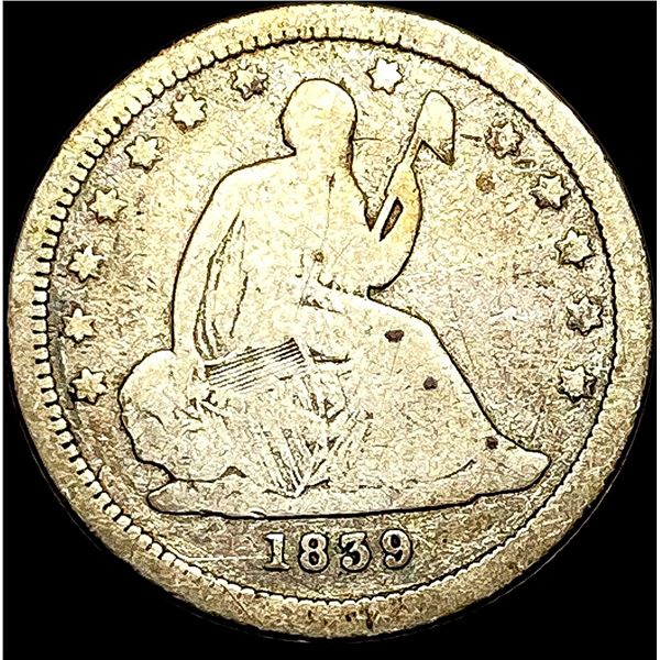 1839 Silver Seated Liberty Quarter NICELY CIRCULATED