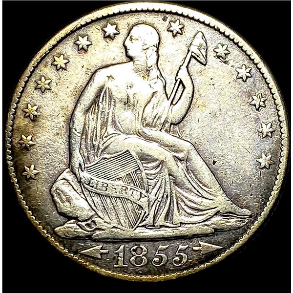 1855-O Silver Seated Liberty Half Dollar LIGHTLY CIRCULATED