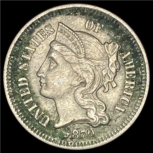 1871 Nickel Three-Cent Piece NEARLY UNCIRCULATED