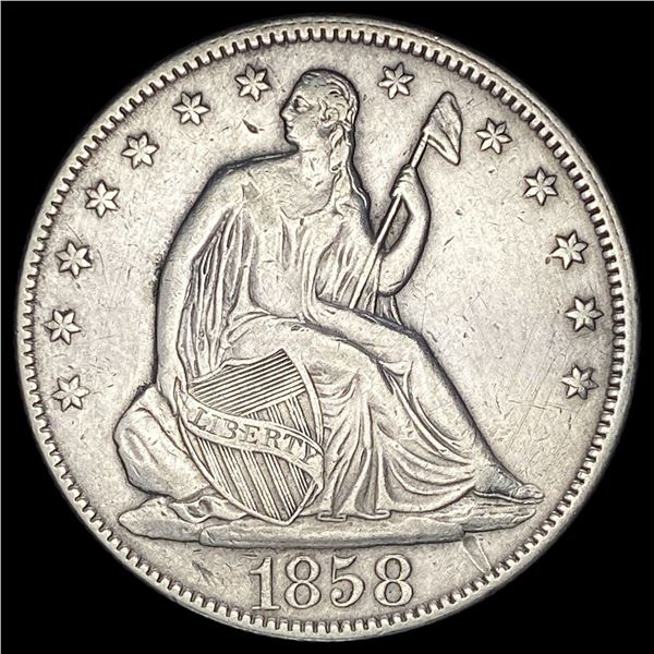 1858 Silver Half Dollar (Seated Liberty) CLOSELY UNCIRCULATED