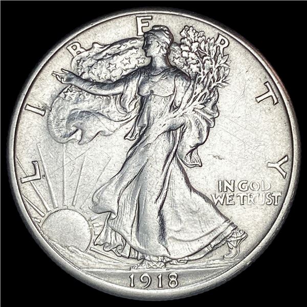 1918-S Silver Walking Liberty Half Dollar CLOSELY UNCIRCULATED