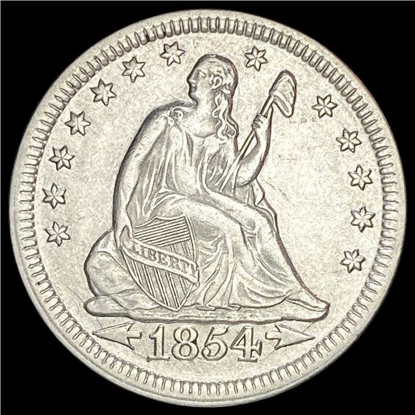 1854 Arrows Seated Liberty Quarter CLOSELY UNCIRCULATED