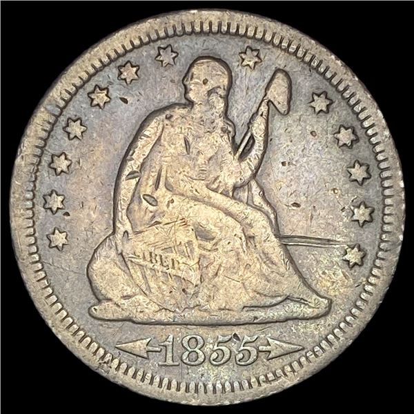 1855-S Silver Seated Liberty Quarter NICELY CIRCULATED