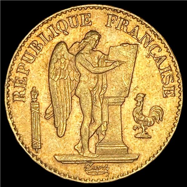 1898-A Gold 20 Francs Angel France CLOSELY UNCIRCULATED