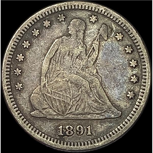 1891 Silver Seated Liberty Quarter LIGHTLY CIRCULATED