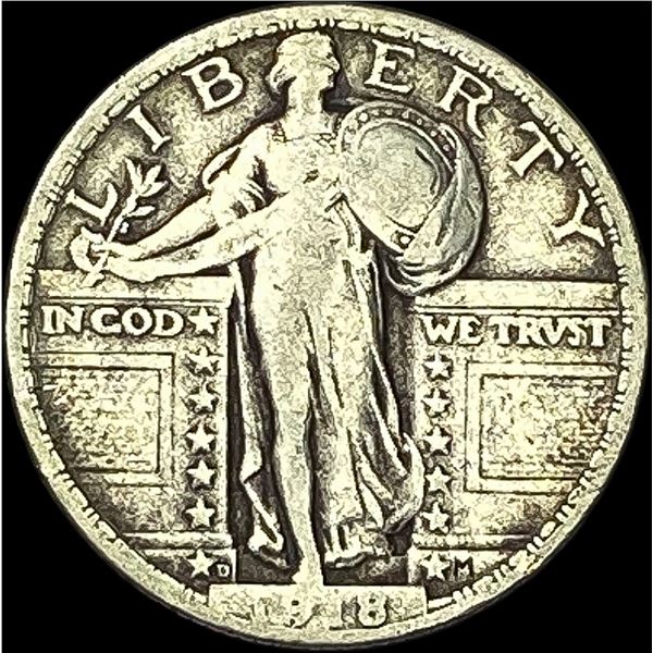 1918-D Silver Standing Liberty Quarter LIGHTLY CIRCULATED