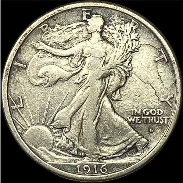 1916-D Silver Walking Liberty Half Dollar NEARLY UNCIRCULATED