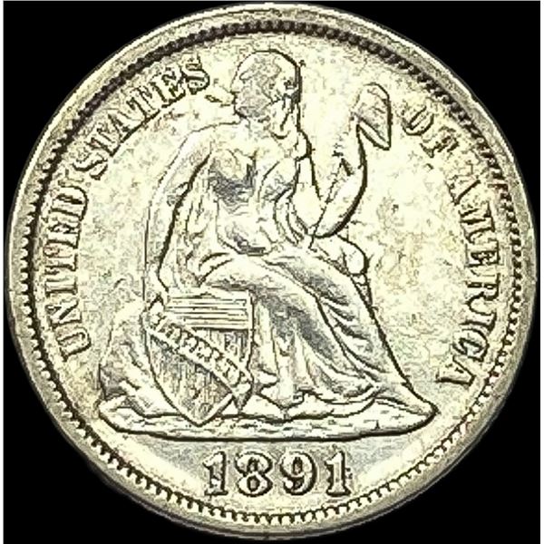 1891 Silver Dime NEARLY UNCIRCULATED