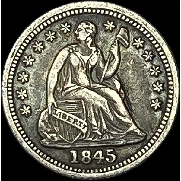 1845 Silver Half Dime NEARLY UNCIRCULATED