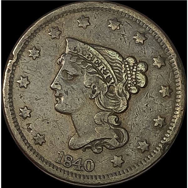 1840 Braided Hair Large Cent LIGHTLY CIRCULATED