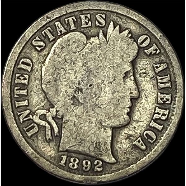 1892-S Silver Barber Dime NICELY CIRCULATED