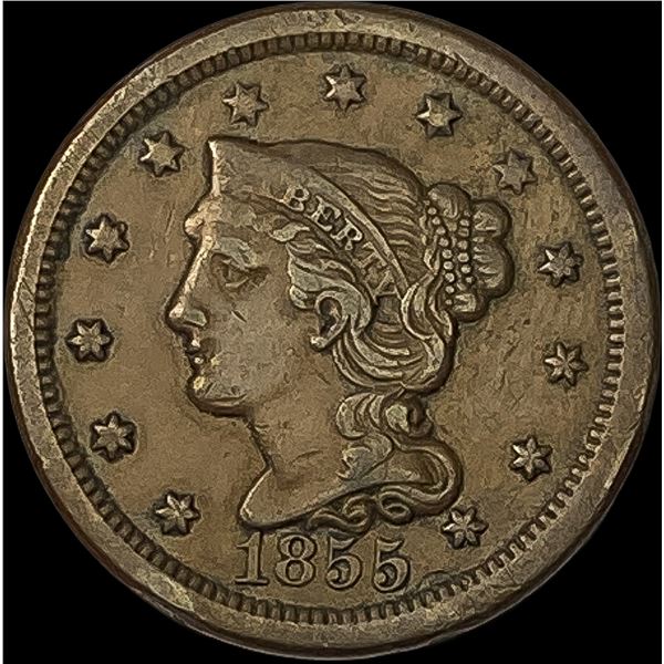 1855 Braided Hair Large Cent NEARLY UNCIRCULATED