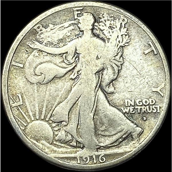 1916-D Silver Walking Liberty Half Dollar NICELY CIRCULATED