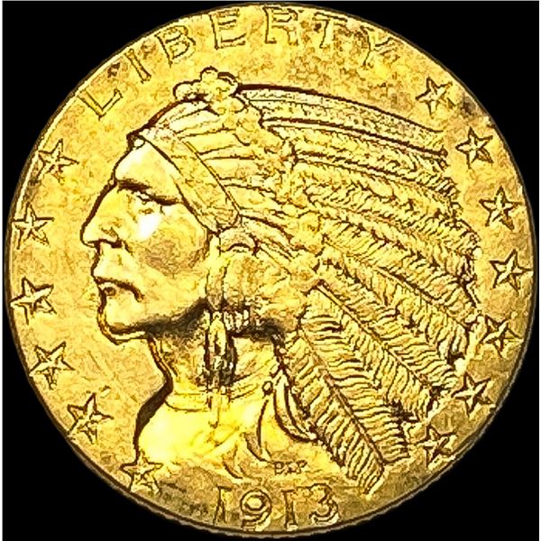 1913 Indian Head $5 Gold Half Eagle CLOSELY UNCIRCULATED