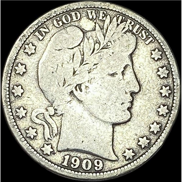 1909 Silver Half Dollar Barber NICELY CIRCULATED