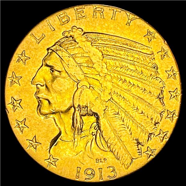 1913 Indian Head Half Eagle $5 Gold NEARLY UNCIRCULATED