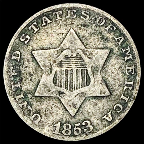 1853 Silver Three-Cent Piece LIGHTLY CIRCULATED