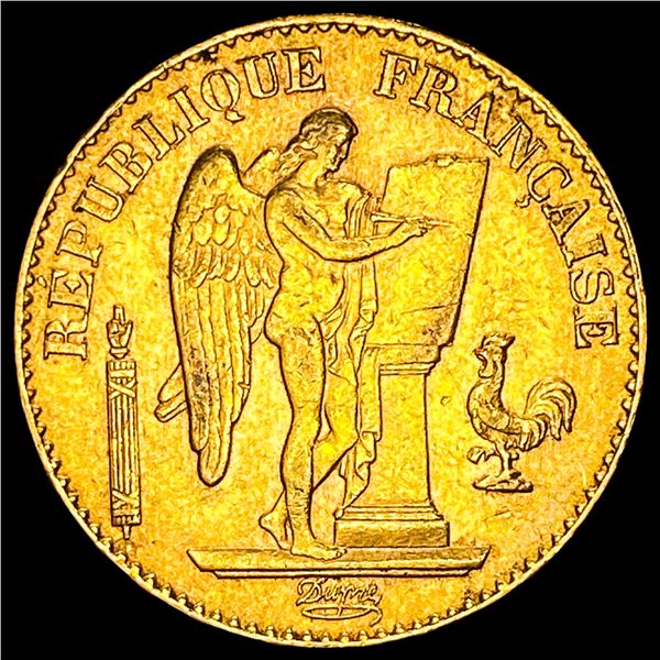 1897-A Gold 20 Francs Angel France CLOSELY UNCIRCULATED