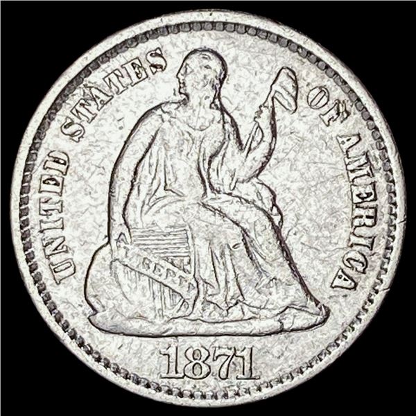 1871 Silver Half Dime CLOSELY UNCIRCULATED