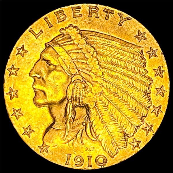 1910 Indian Head Gold $2.50 Quarter Eagle CLOSELY UNCIRCULATED