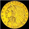 Image 1 : 1908 Indian Head $2.5 Gold Quarter Eagle CLOSELY UNCIRCULATED