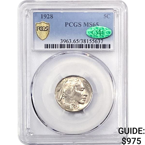 1928 CAC Buffalo Nickel PCGS MS65