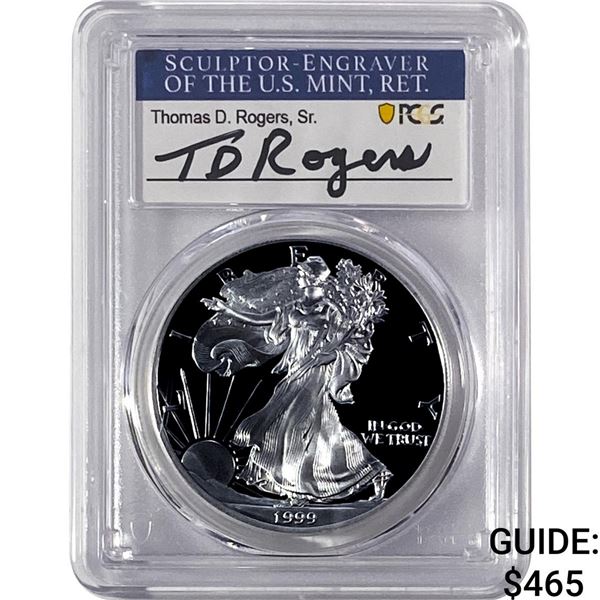 1999-P Silver Eagle PCGS PR70 DCAM Thomas D Rogers