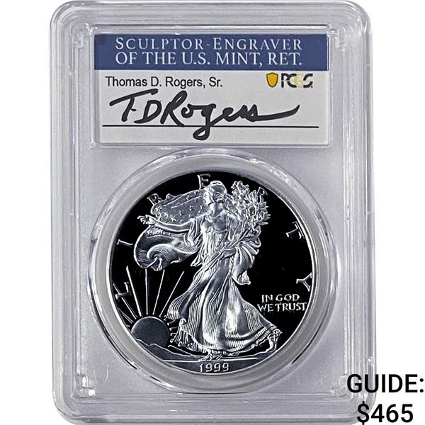 1999-P Silver Eagle PCGS PR70 DCAM Thomas D Rogers