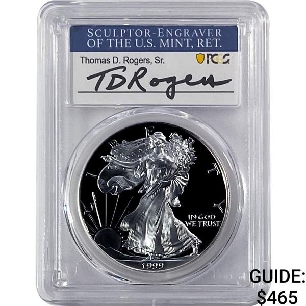 1999-P Silver Eagle PCGS PR70 DCAM Thomas D Rogers