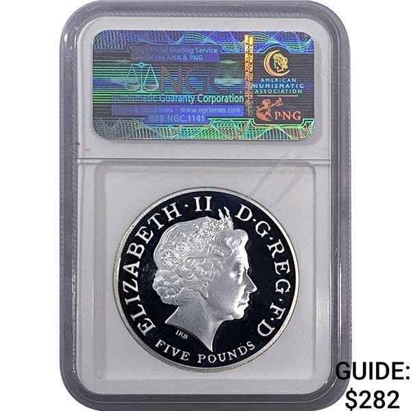 2009 Piefort G.Brit 1.682OZ Silver 5 Pounds-Olympics NGC PF69 UC