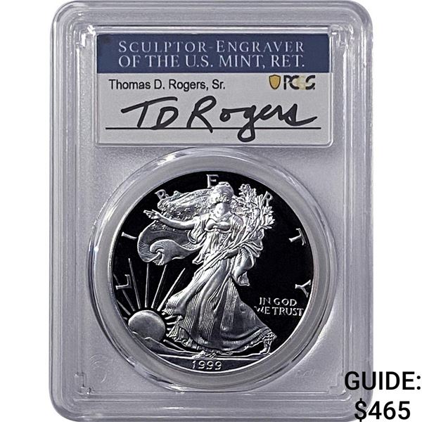 1999-P Silver Eagle PCGS PR70 DCAM Thomas D Rogers