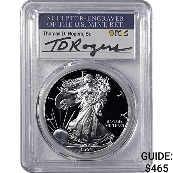 1999-P Silver Eagle PCGS PR70 DCAM Thomas D Rogers