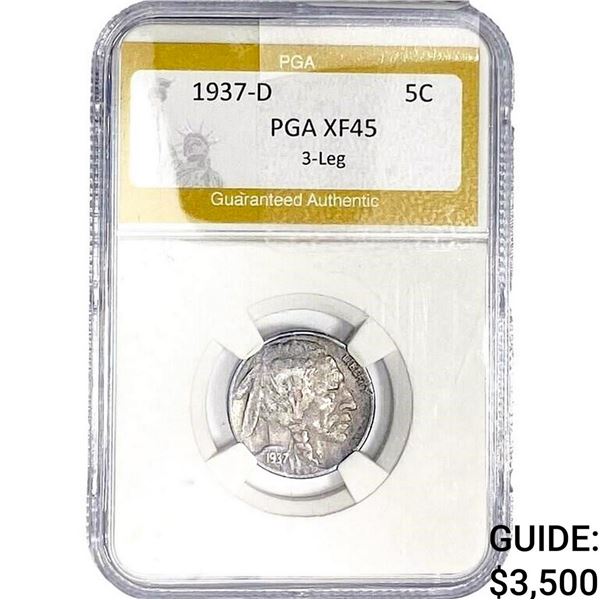 1937-D Buffalo Nickel PGA XF45XF45 3-Leg