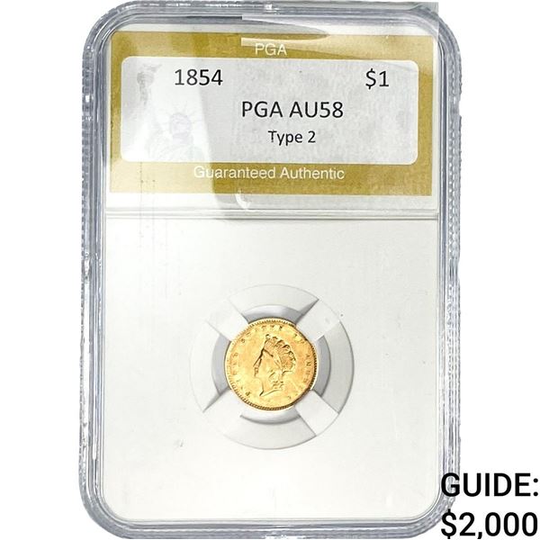 1854 Type 2 Dollar PGA AU58AU58 Type 2