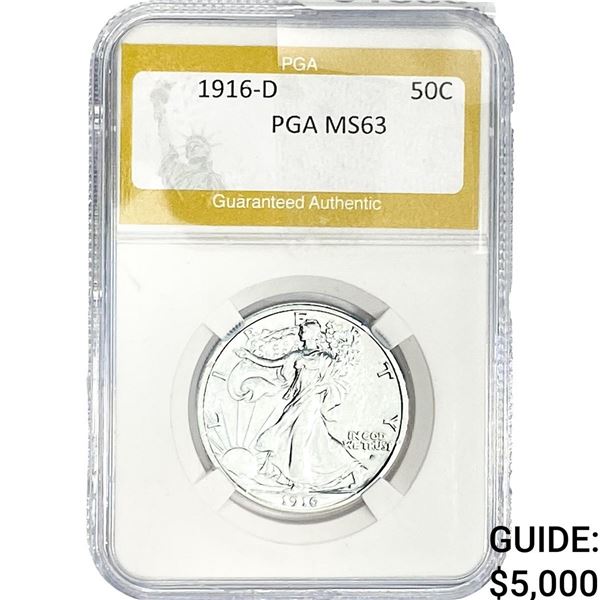 1916-D Walking Liberty Half Dollar PGA MS63