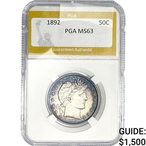 1892 Barber Half Dollar PGA MS63