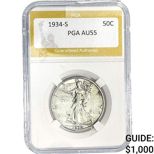 1934-S Walking Liberty Half Dollar PGA AU55