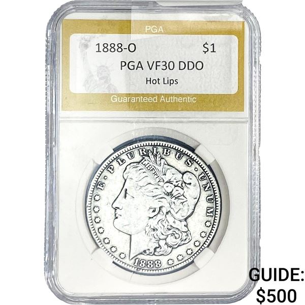 1888-O Morgan Silver Dollar PGA VF30 DDO Hot Lips