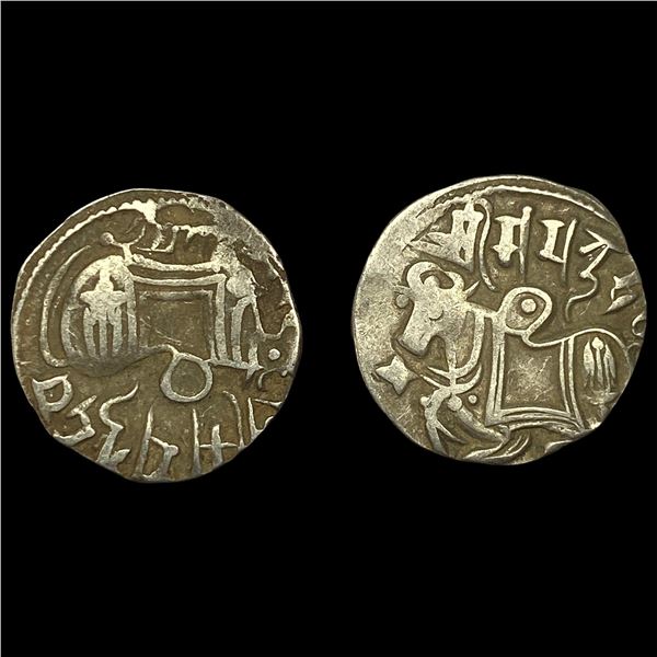 [2 Coins] 700-1000 AD India Rajput Silver Jital NEARLY UNCIRCULATED
