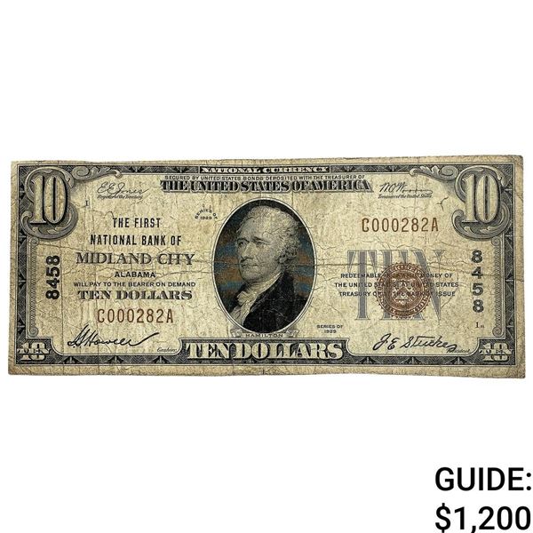 1929 $10 U.S Note-Nat. Bank of MIdland City, AL