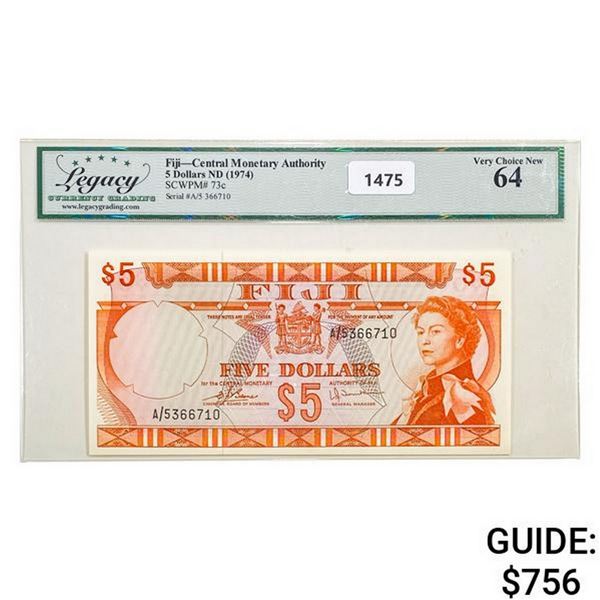 1974 Fiji $5 ND Banknote Currency Legacy 64