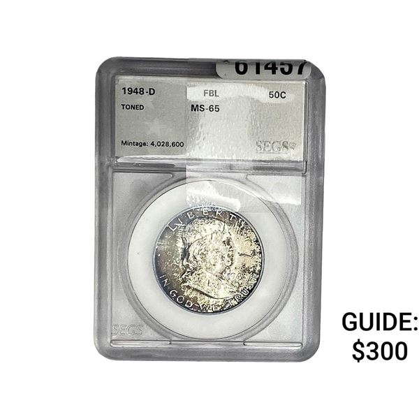 1948-D Franklin Half Dollar SEGS MS65 FBL
