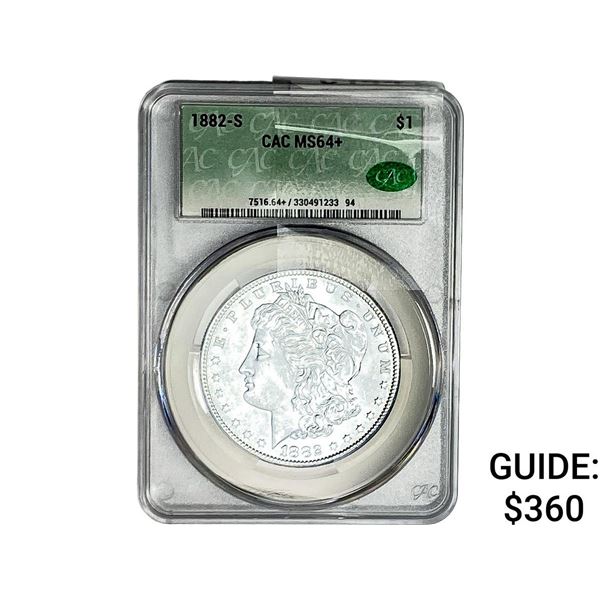 1882-S Morgan Silver Dollar CAC MS64+