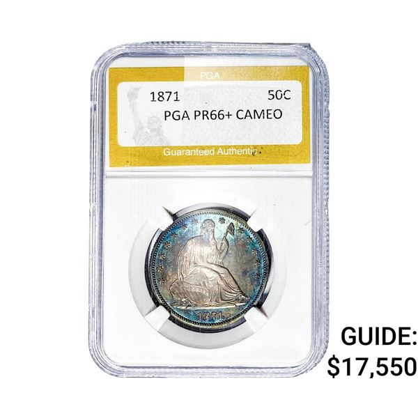 1871 Seated Liberty Half Dollar PGA PR66+ Cameo
